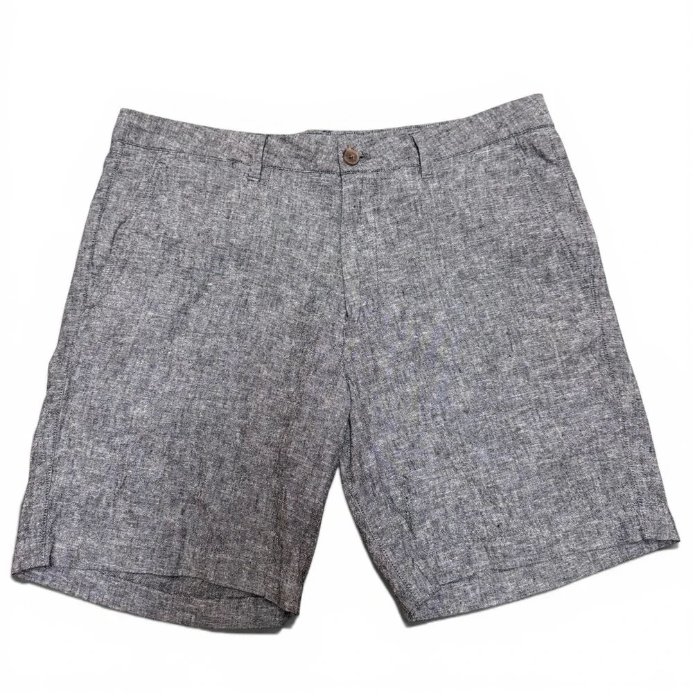 Bonobos Shorts Men's 34 CharcoalGray Linen Cotton Standard Fit Preppy Old Money